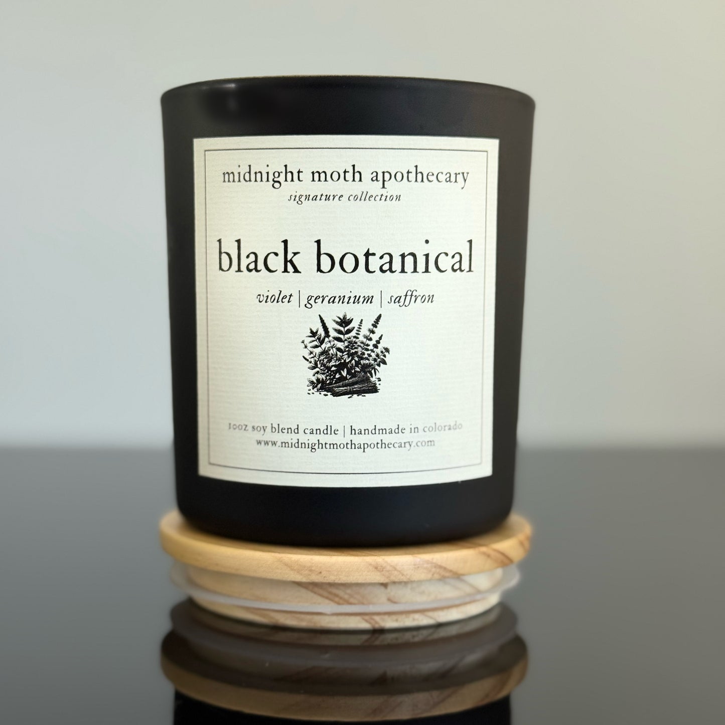 Black Botanical Candle